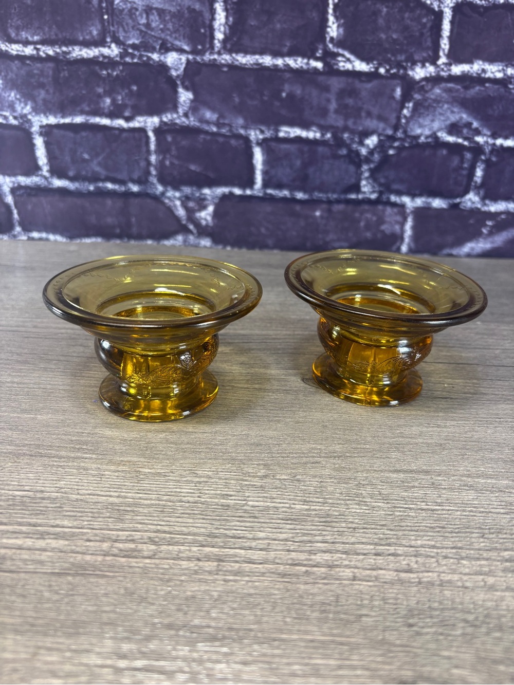 Vintage Amber Glass Madrid Candle Holders - Picture 4 of 7